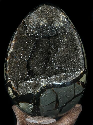 Septarian Dragon Egg Geode - Black Crystals #36087
